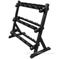 sports 2-tiers dumbbell kettlebell metal rack storage shelf